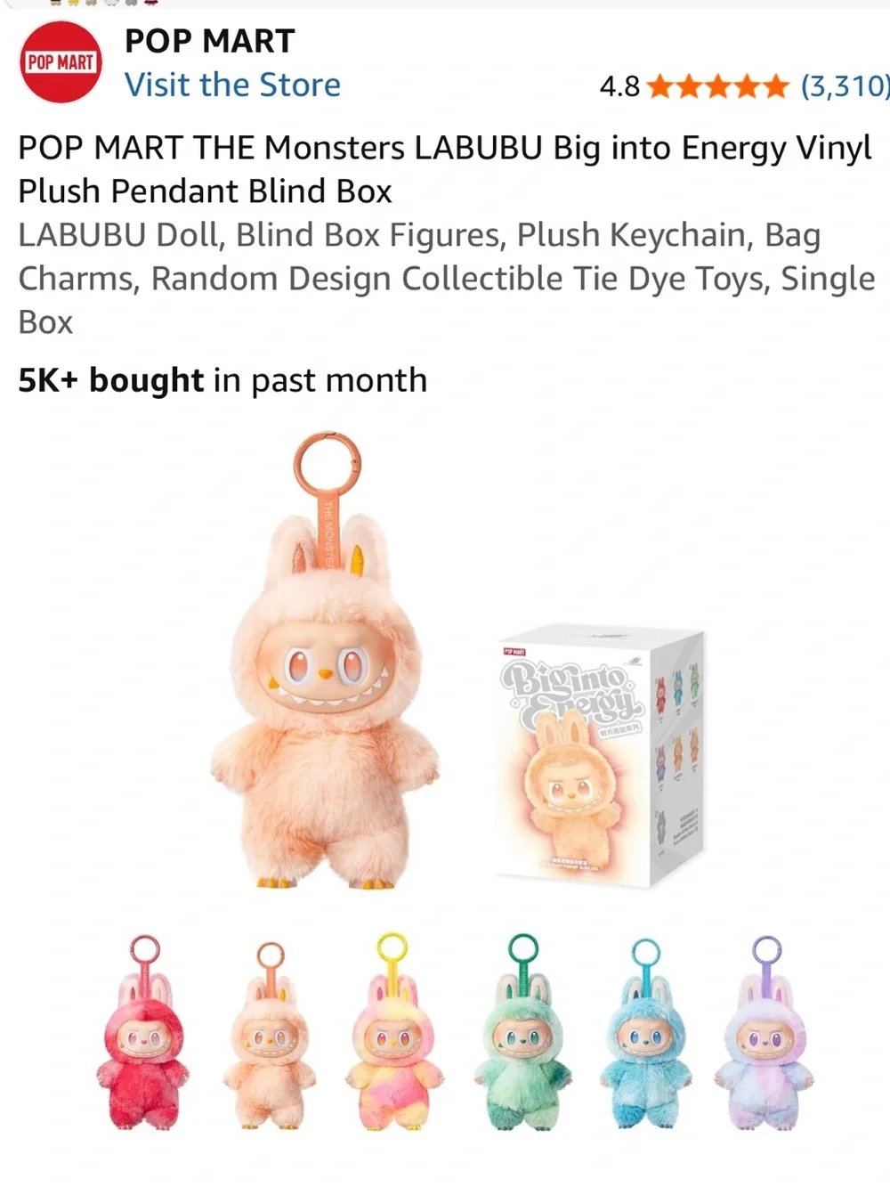 LABUBU the monsters orange plush pendant